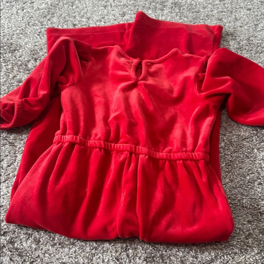 Hanna Andersson Girls Red Velour Jumpsuit